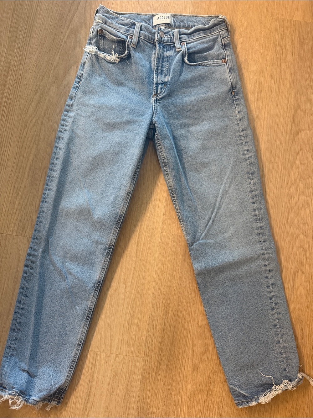 Agolde Straight Leg Light Blue High-Rise Jeans